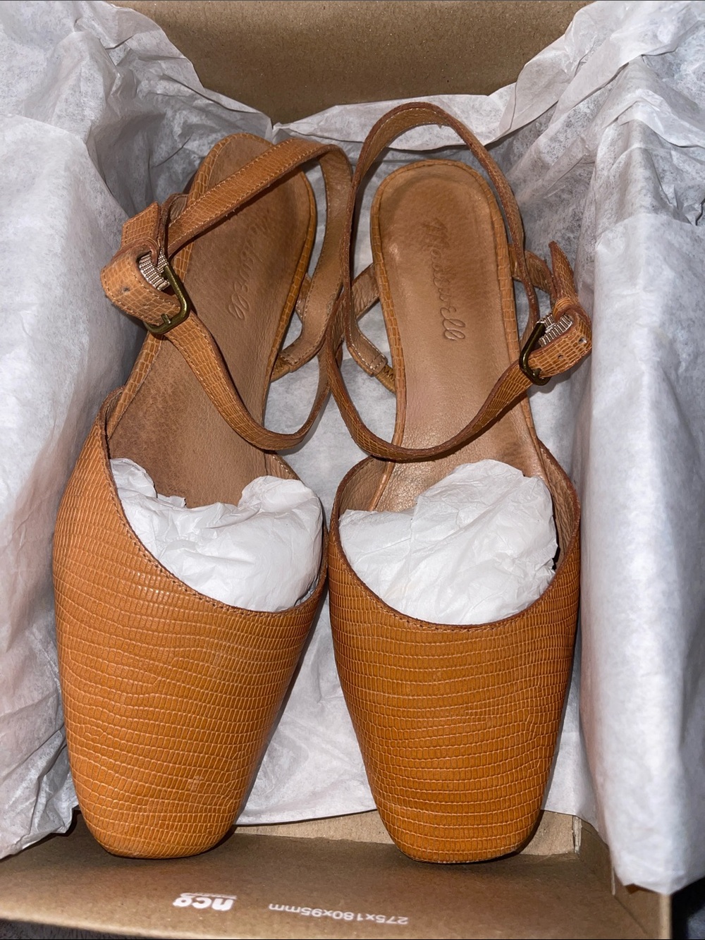 Madewell Tan Croc-Embossed Slingback Flats - Picture 4 of 9